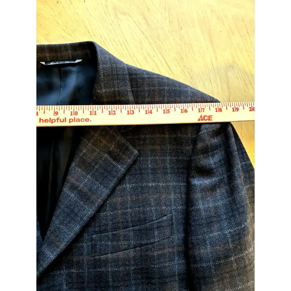 CANALI Gray Plaid Box Check 100% Wool Blazer Sport Coat Jacket US 38R S MINT